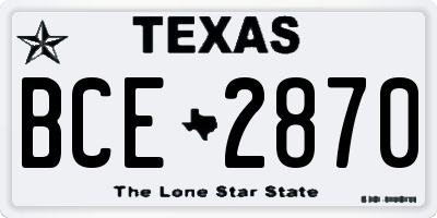TX license plate BCE2870