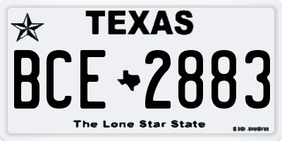 TX license plate BCE2883