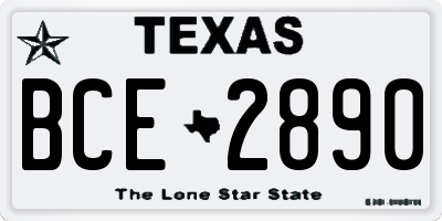 TX license plate BCE2890