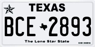 TX license plate BCE2893