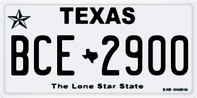 TX license plate BCE2900