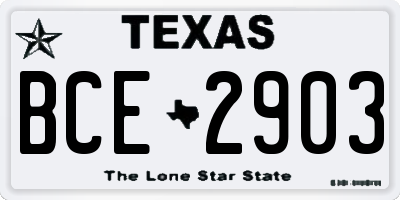 TX license plate BCE2903