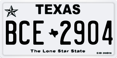 TX license plate BCE2904
