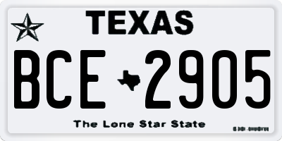 TX license plate BCE2905
