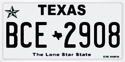 TX license plate BCE2908