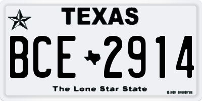 TX license plate BCE2914