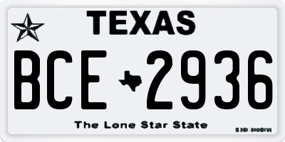 TX license plate BCE2936