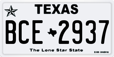 TX license plate BCE2937