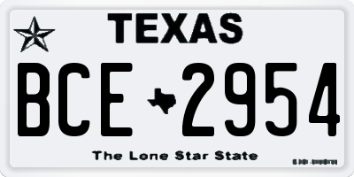 TX license plate BCE2954
