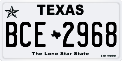 TX license plate BCE2968
