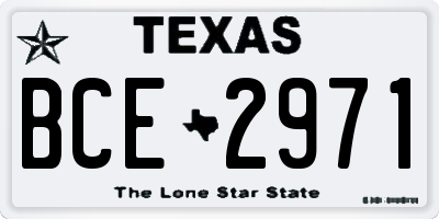 TX license plate BCE2971