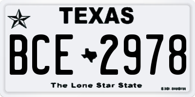 TX license plate BCE2978