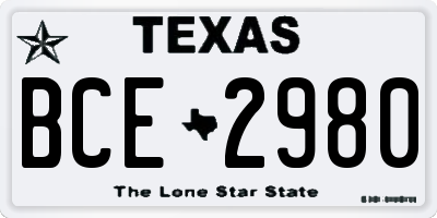 TX license plate BCE2980