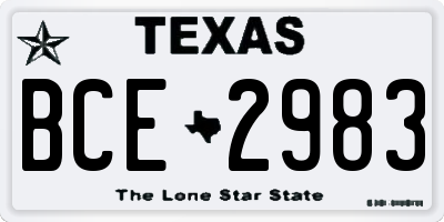 TX license plate BCE2983