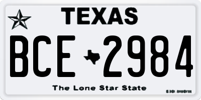 TX license plate BCE2984