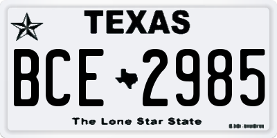 TX license plate BCE2985
