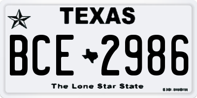 TX license plate BCE2986