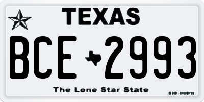TX license plate BCE2993