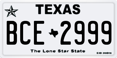 TX license plate BCE2999