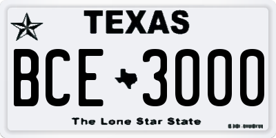 TX license plate BCE3000