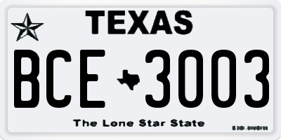 TX license plate BCE3003