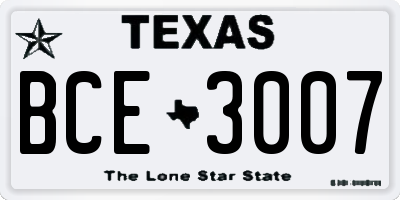 TX license plate BCE3007