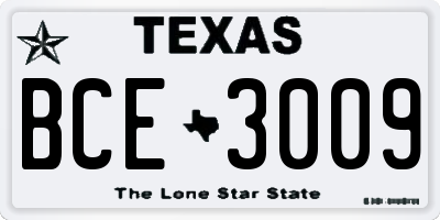 TX license plate BCE3009