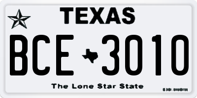 TX license plate BCE3010