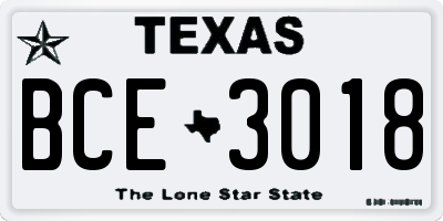 TX license plate BCE3018