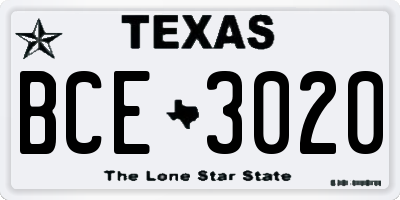 TX license plate BCE3020