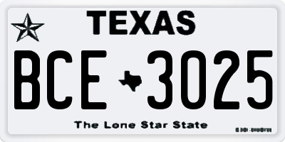 TX license plate BCE3025