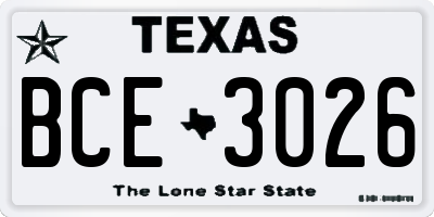 TX license plate BCE3026