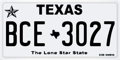 TX license plate BCE3027