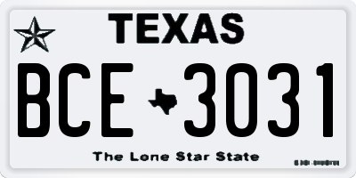 TX license plate BCE3031