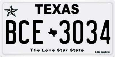 TX license plate BCE3034