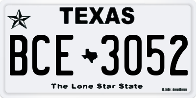 TX license plate BCE3052
