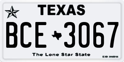 TX license plate BCE3067