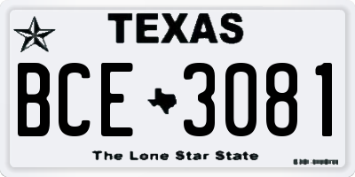 TX license plate BCE3081