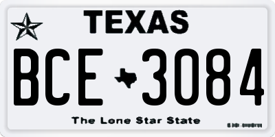 TX license plate BCE3084