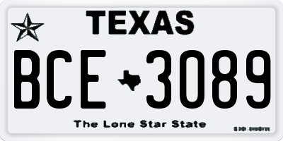 TX license plate BCE3089