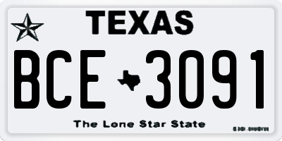 TX license plate BCE3091