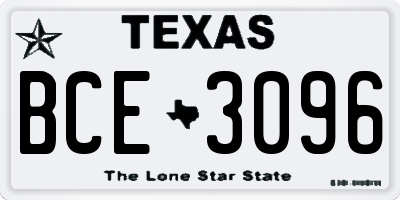 TX license plate BCE3096