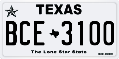 TX license plate BCE3100