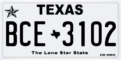TX license plate BCE3102