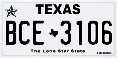 TX license plate BCE3106