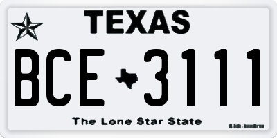 TX license plate BCE3111