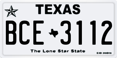 TX license plate BCE3112