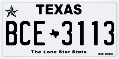 TX license plate BCE3113