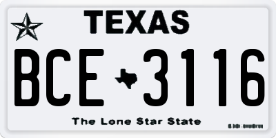 TX license plate BCE3116