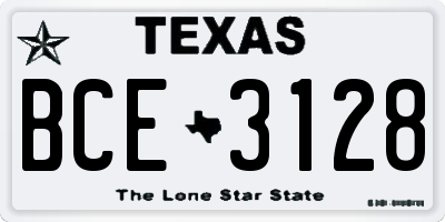 TX license plate BCE3128